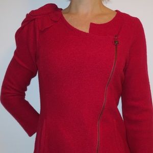 WOMEN'S RED WOOL JACKET WITH SIDE ZIPPER, SIZE M